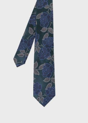 【美品】PaulSmith イタリア製最高級シルク100%ネクタイ 青柄 アート Art Floral” タイ（250100552MT） | Paul Smith