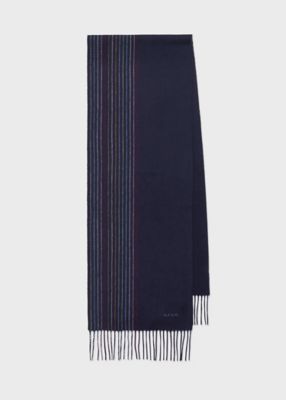 Paul Smith (Men)/ポール・スミス ハーフストライプ カシミヤブレンドマフラー(250411) 190ネービーブ ネックウォーマー【三越伊勢丹/公式】