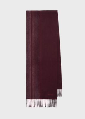 Paul Smith (Men)/ポール・スミス ハーフストライプ カシミヤブレンドマフラー(250411) 590ワイン ネックウォーマー【三越伊勢丹/公式】