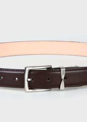 【新品未使用】Paul Smith レザー製メンズベルト ツイストループロゴ 茶 ツイストループロゴ レザーベルト（250705FR） | Paul Smith