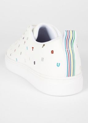 新品PaulSmith希少レザースニーカーラビット刺繍 マルチエンブロイダードロゴ スニーカー（250806LEE