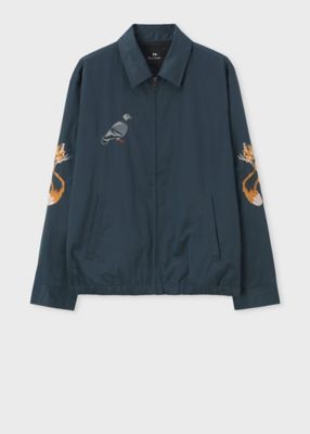 Paul Smith XLサイズ 刺繍 ブルゾン ダブルジップ ジャケット 現行 Jersey look” ジップアップブルゾン