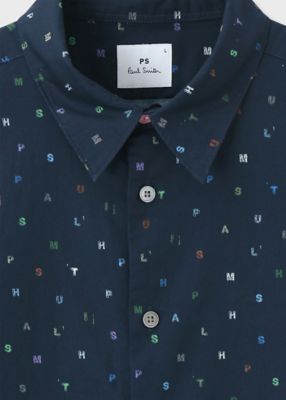 PS Paul Smith◇UFOワッペン＆バッジシャツ/長袖シャツ/M/コットン/BLK