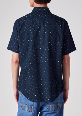 Paul Smith サマーヒルタウン　半袖シャツ　 L マルチカラーボタン デニム半袖シャツ（152301619PN