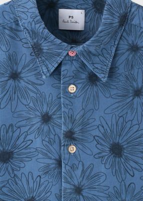 美品　ポールスミス　コーデュロイ　総柄シャツ　ダークカラー　アート柄　上品　L 美品ポールスミスコーデュロイ総柄シャツダークカラーアート柄上品L