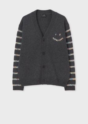 Happy” スペースダイボーダー Vネックカーディガン