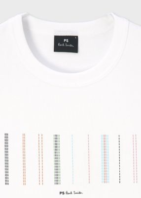 美品✨PS ポールスミス ストライプミックスシャツ 半袖 現行モデル】PS ポールスミス スモールステッカー ストライプ