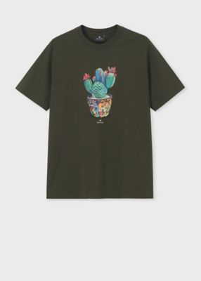 【Paul Smith】ボタニカルエンブロイダリー Tシャツ 半袖 草花 Cacutus” 半袖Tシャツ（252558011R） | Paul