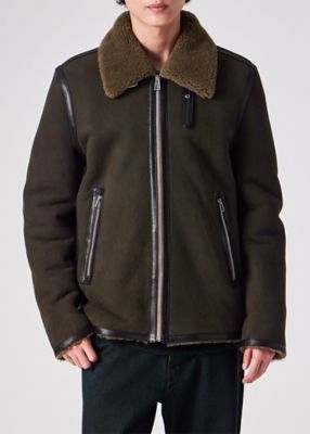 コンビテクスチャー ムートンレザー ブルゾン