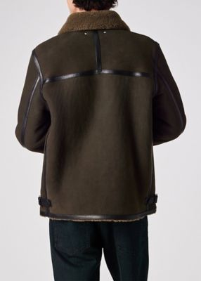 ポールスミス レザー ムートン ジャケット コンビテクスチャー ムートンレザー ブルゾン