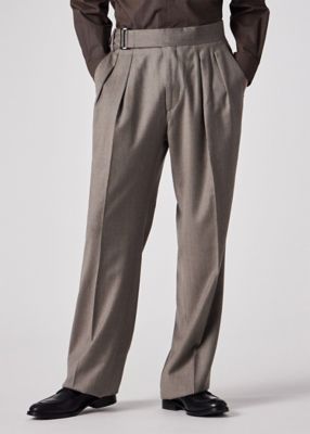 ウールカシミヤフランネル ベルトフロント ワイドトラウザーズ