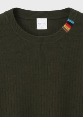 マルチカラーリブ クルーネックニット（253401547Z） | Paul