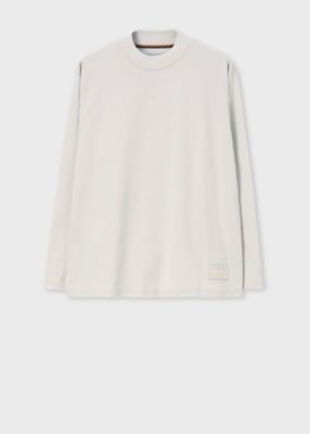 Cropped logo” モックネック長袖Tシャツ