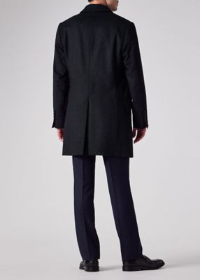 ヘリンボーン ウールカシミヤ ステンカラーコート