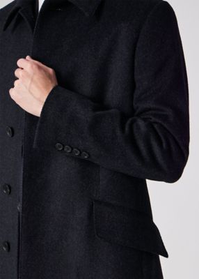 ヘリンボーン ウールカシミヤ ステンカラーコート