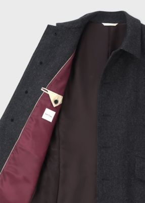 ヘリンボーン ウールカシミヤ ステンカラーコート