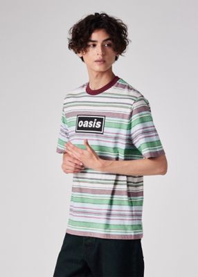＜Paul Smith (Men)＞Ｐａｕｌ　Ｓｍｉｔｈ　×　Ｏａｓｉｓ　ストライプ＆ロゴ　Ｔシャツ（２５３７３６２２０Ｘ）