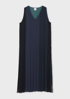 人気 ポールスミスブラック ワンピース 花柄 ネイビー 洗える 大きいサイズ PaulSmith(ポールスミス) ワンピース サイズ38 L レディース美品