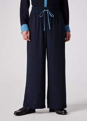 ことみページ ウィメンズ バックサテン ジョーゼット ワイドパンツ