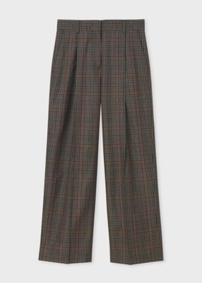 ＜Paul Smith (Women)＞ウィメンズ　クラシックガンクラブチェック　ワイドタックパンツ（２５５０３３３５５Ｔ）