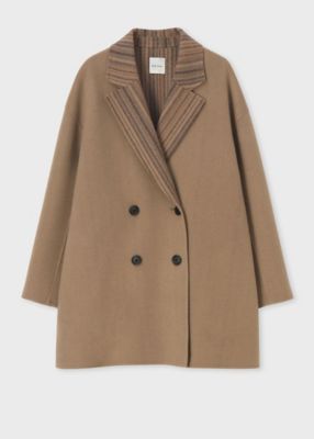 Paul Smith ストライプ チェスターコート ウィメンズ シグネチャーストライプ ダブルフェイス コート