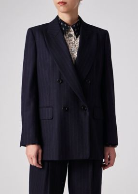 ウィメンズ ストライプ ウール ダブルジャケット