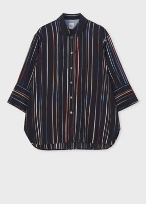 ウィメンズ　”Ｓｉｇｎａｔｕｒｅ　Ｐｉｎｓｔｒｉｐｅ”　シルク　ブラウス（２５５０８０３７０Ｂ）