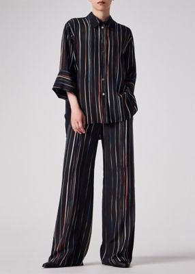 ウィメンズ　”Ｓｉｇｎａｔｕｒｅ　Ｐｉｎｓｔｒｉｐｅ”　シルク　ブラウス（２５５０８０３７０Ｂ）