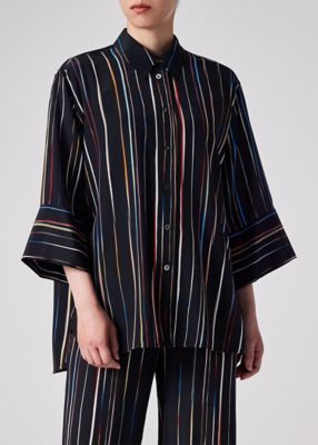 ウィメンズ　”Ｓｉｇｎａｔｕｒｅ　Ｐｉｎｓｔｒｉｐｅ”　シルク　ブラウス（２５５０８０３７０Ｂ）