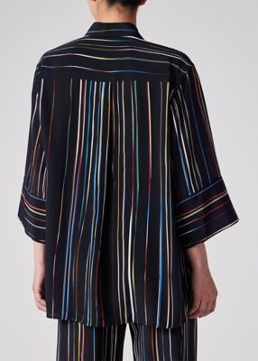 ウィメンズ　”Ｓｉｇｎａｔｕｒｅ　Ｐｉｎｓｔｒｉｐｅ”　シルク　ブラウス（２５５０８０３７０Ｂ）