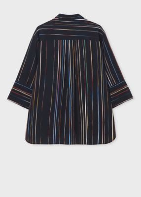 ウィメンズ　”Ｓｉｇｎａｔｕｒｅ　Ｐｉｎｓｔｒｉｐｅ”　シルク　ブラウス（２５５０８０３７０Ｂ）