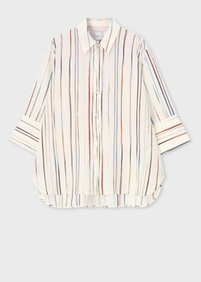＜Paul Smith (Women)＞ウィメンズ　”Ｓｉｇｎａｔｕｒｅ　Ｐｉｎｓｔｒｉｐｅ”　シルク　ブラウス（２５５０８０３７０Ｂ）