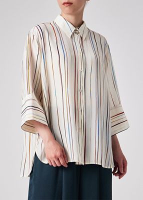 ウィメンズ　”Ｓｉｇｎａｔｕｒｅ　Ｐｉｎｓｔｒｉｐｅ”　シルク　ブラウス（２５５０８０３７０Ｂ）