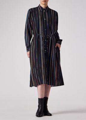 ウィメンズ　”Ｓｉｇｎａｔｕｒｅ　Ｐｉｎｓｔｒｉｐｅ”　シルク　ワンピース（２５５０８０６０９Ｄ）