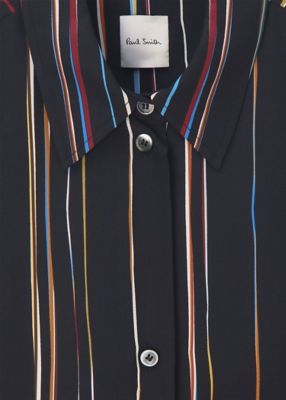 ウィメンズ　”Ｓｉｇｎａｔｕｒｅ　Ｐｉｎｓｔｒｉｐｅ”　シルク　ワンピース（２５５０８０６０９Ｄ）