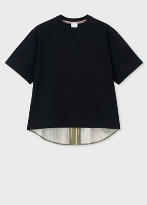 ＜Paul Smith (Women)＞ウィメンズ　”Ｓｉｇｎａｔｕｒｅ　Ｐｉｎｓｔｒｉｐｅ”　コンビＴシャツ（２５５１０１４１０ＶＢ）