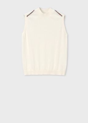＜Paul Smith (Women)＞ウィメンズ　パイピングストライプ　ノースリーブ　ニット（２５５２００ＫＮ１６７）