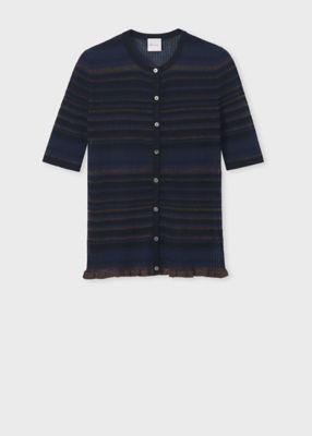 ＜Paul Smith (Women)＞ウィメンズ　ラメボーダー　リブ　カーディガン（２５５２０２ＫＮ１６５）
