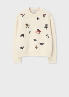 Paul Smith (Women)/ポール・スミス ウィメンズ カラー エンブロイダリー クルーネック ニット(255254645N) シロ トップス【三越伊勢丹/公式】