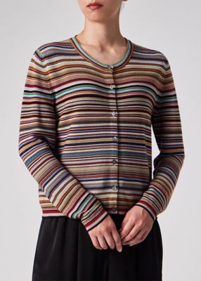Paul Smith◆ウィメンズ アーガイル インターシャ ニット/カーディガン/M/モヘア/BRW/245908 KN136 Paul Smith（ポールスミス）の「ウィメンズ アーガイル インター