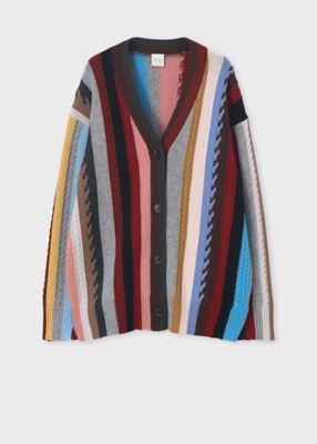 ＜Paul Smith (Women)＞ウィメンズ　”Ｓｉｇｎａｔｕｒｅ　Ｓｔｒｉｐｅ”　オーバー　ニット　カーディガン（２５５２８５６４３Ｎ）