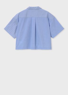 ウィメンズ ストライプ ミックス 半袖シャツ（255303SH278