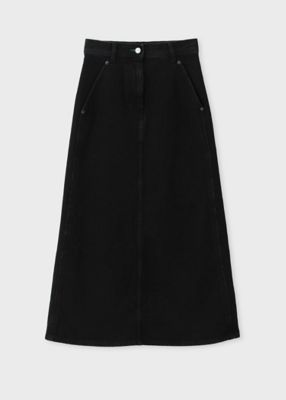 ＜Paul Smith (Women)＞ウィメンズ　ブラック　デニム　ロング　スカート（２５５３０７ＳＫ２２２Ｂ）