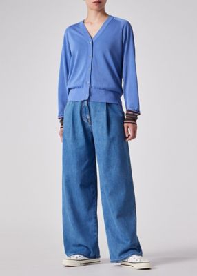 【美品】ポール・スミスコレクション ボタン付き Vネック カーディガン ウィメンズ ”Signature Stripe” ニット