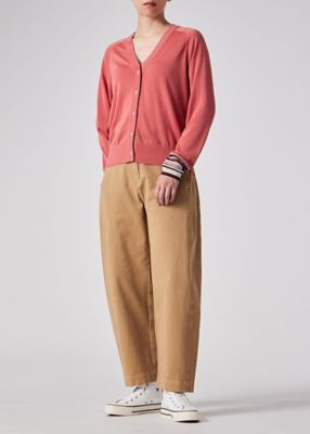ポールスミス Paul Smith Vネック カーディガン M サーモンピンク ウィメンズ デザイン ステッチ Vネック カーディガン