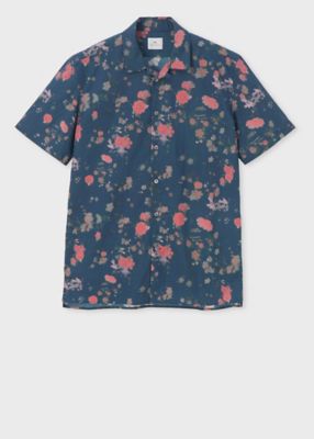 Faded Floral” オープンカラーシャツ