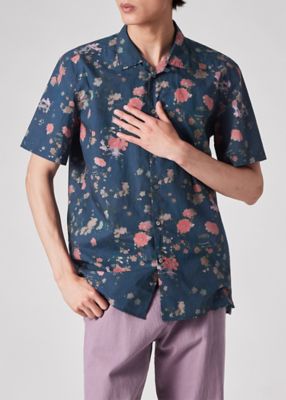 Faded Floral” オープンカラーシャツ