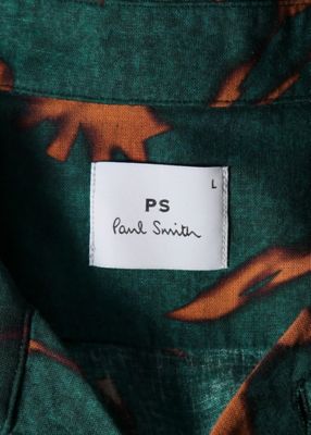 PaulSmith 希少 マリン フラワー オープンカラー 現行 シャツ Ｌ Cynotype Floral” オープンカラーシャツ
