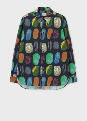 ポールスミス paulsmith プリント　シャツワンピース　人物柄　総柄　長袖 Granite” プリントシャツ（262308A203） | Paul