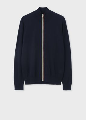 Signature Stripe” ジップアップ ニット